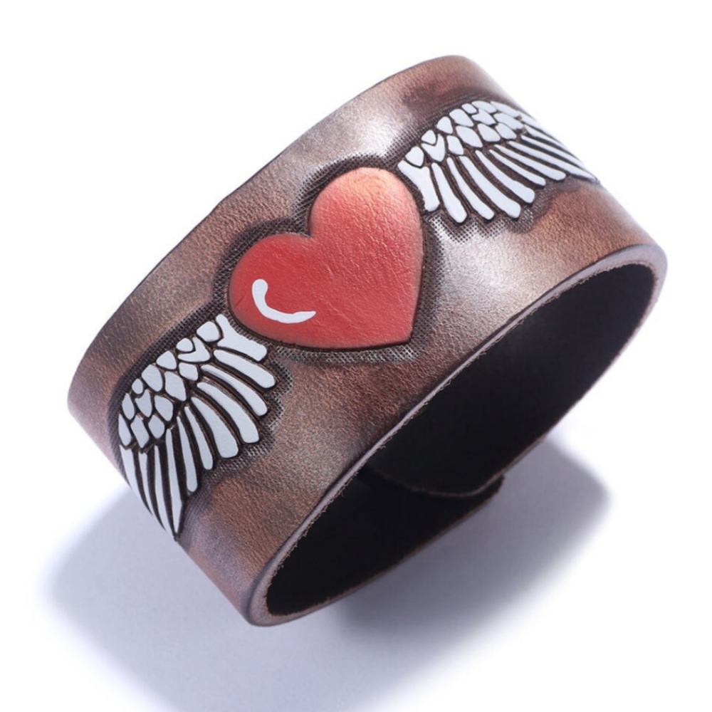 3/$20 Leather heart with wings bracelet